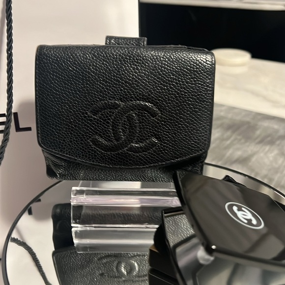 AUTHENTIC CHANEL CAVAIR LEATHER BIFOLD COMPACT WALLET BUNDLE - Picture 3 of 14
